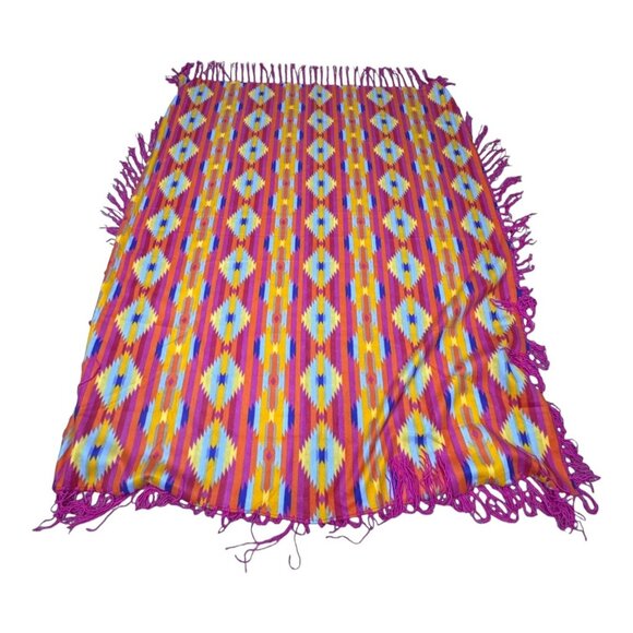 Bohemian Southwestern Geometric Throw Blanket Soft Fringed Aztec Cabin Lake - Picture 2 of 3